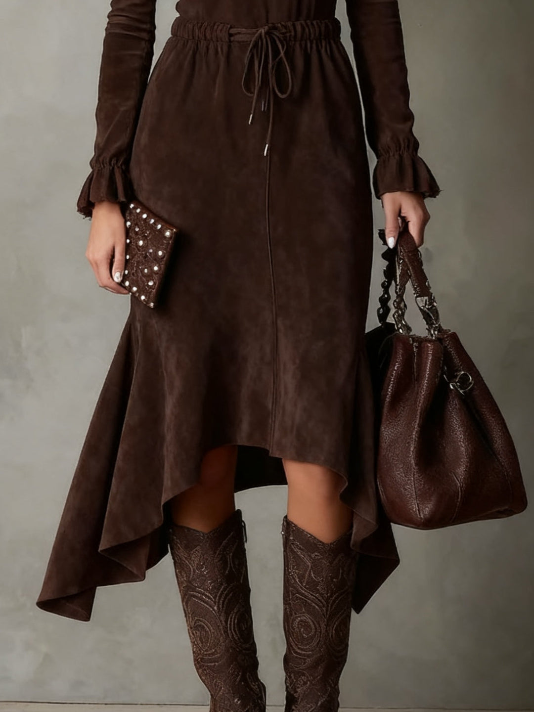 Anna | Robe midi élégante en daim